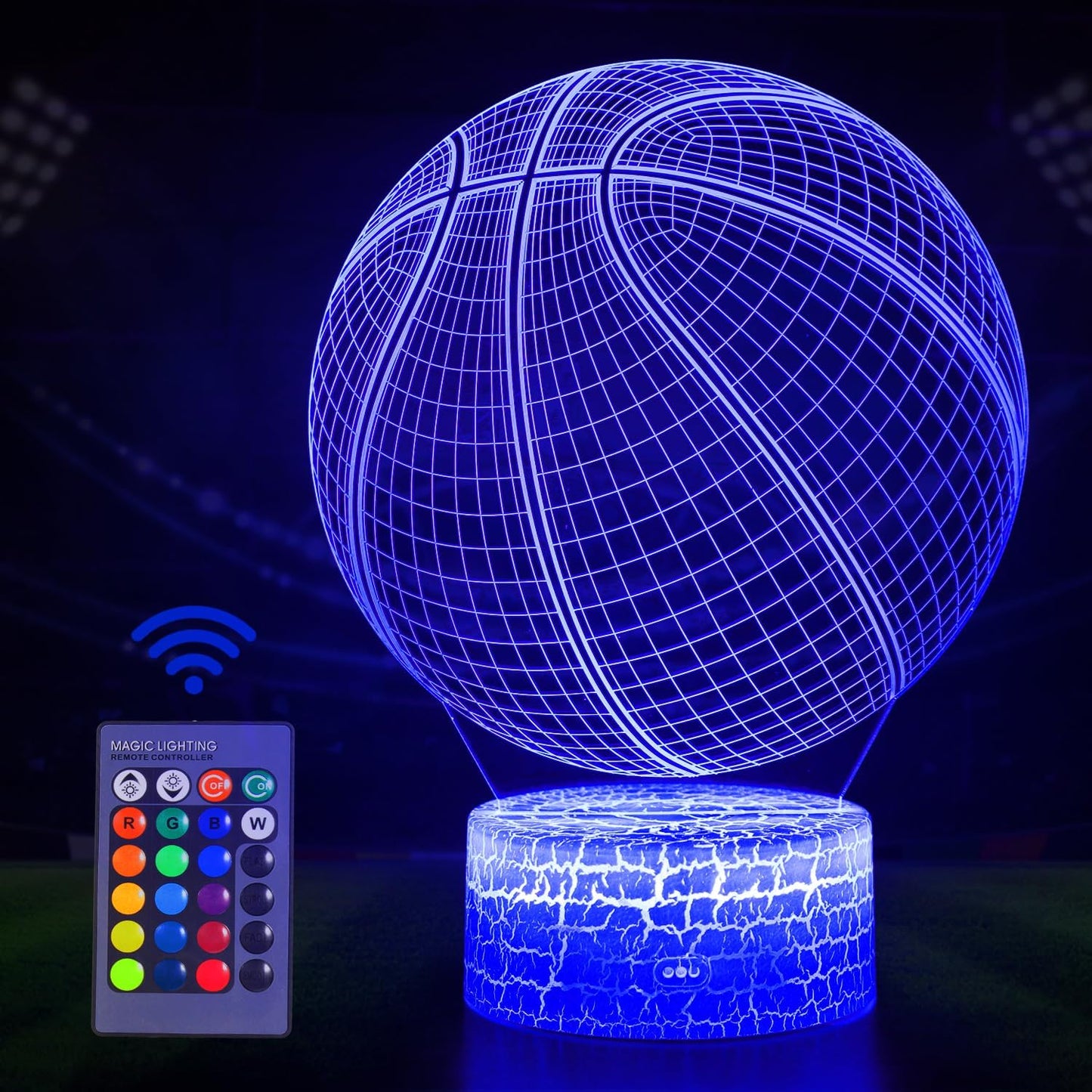 Lámpara ilusión 3D baloncesto con control remoto para niños