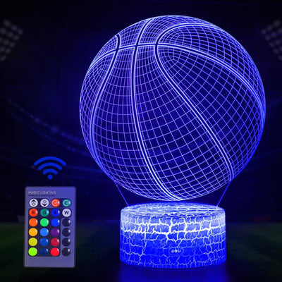 Lámpara ilusión 3D baloncesto con control remoto para niños