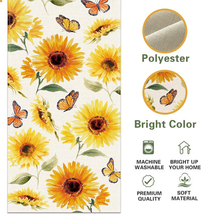 Manta para mesa de flores de girasol y mariposa de juta decoración para cocina y hogar 13 x 72 pulgadas