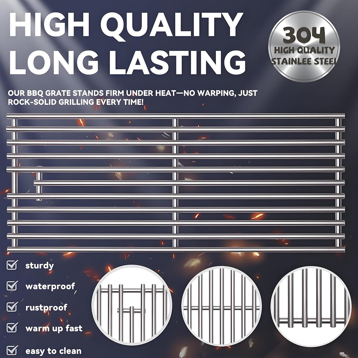 Varilla parrilla acero inox 18x7-3/8 para Blaze Grill 3, 4, 5