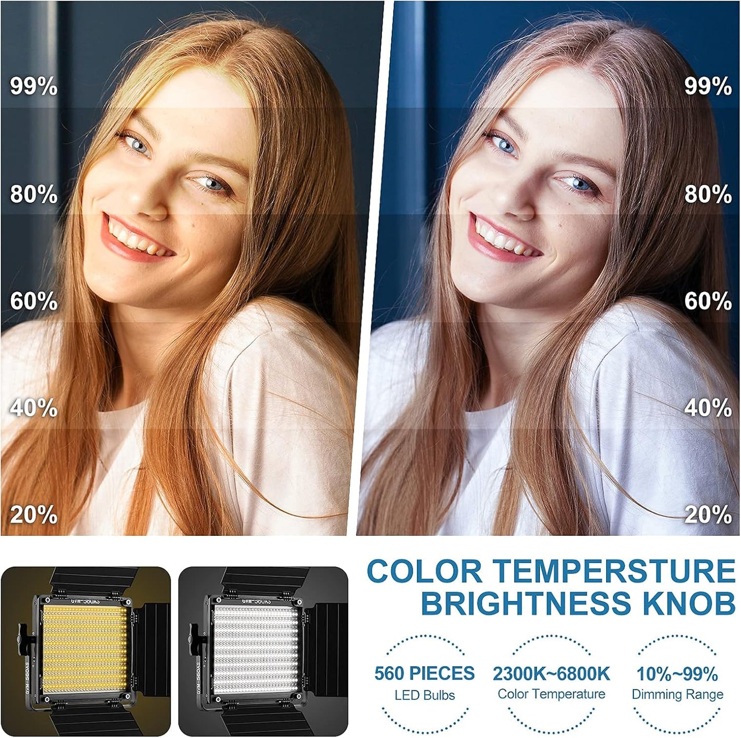 Luz LED bicolor regulable para video estudio YouTube 2300K-6800K