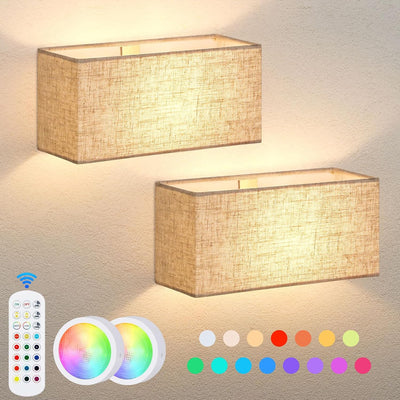 Juego 2 apliques pared LED regulables con control remoto