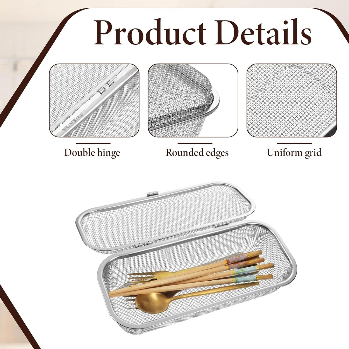 Cesta acero inox para lavavajillas rectangular plateado