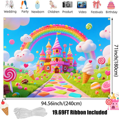 Telón fiesta dulces 8x6ft con cinta 19.69ft