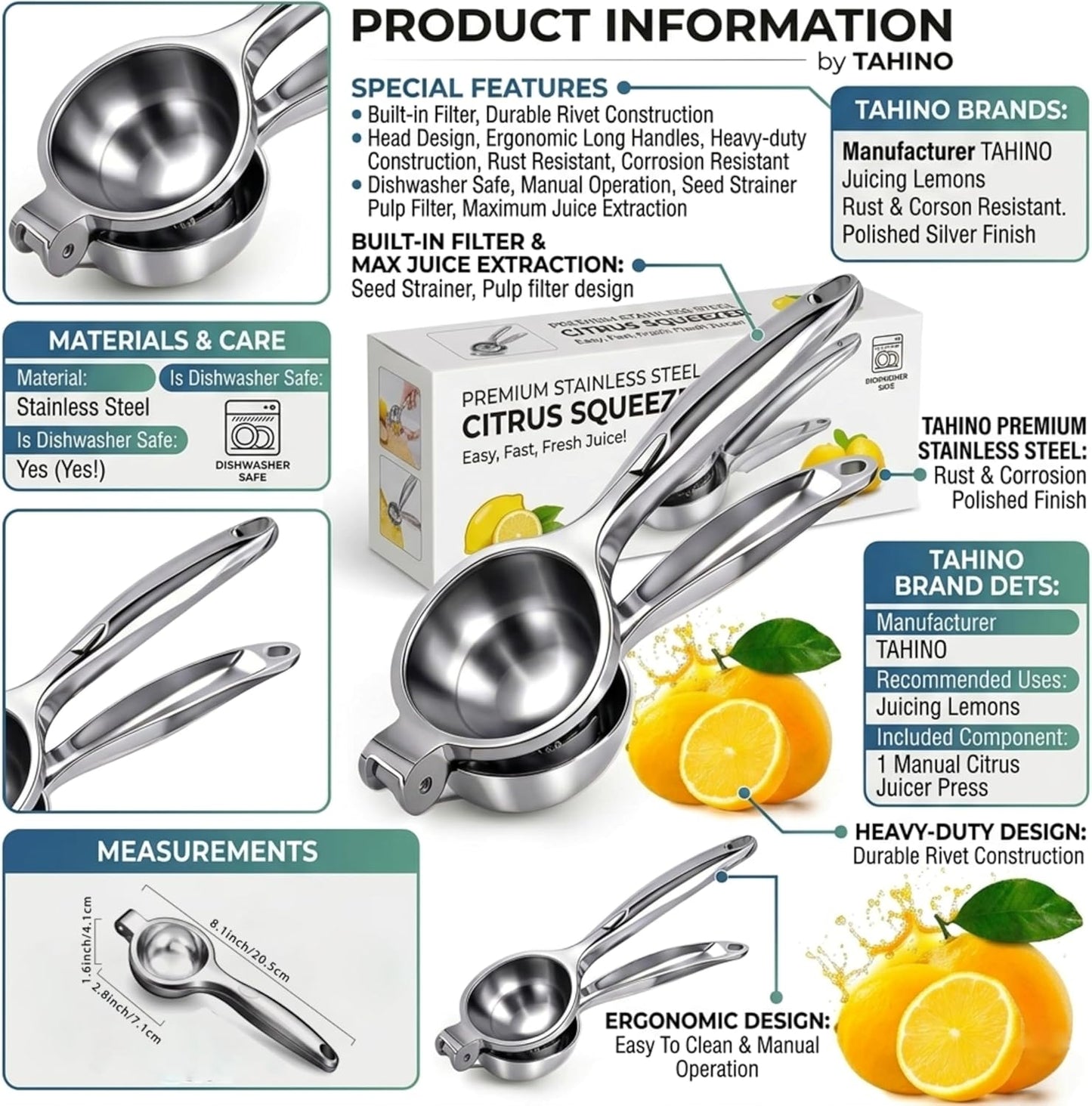Exprimidor acero inox manual para cítricos