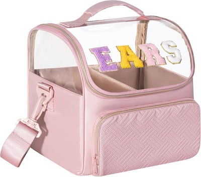 Estuche viaje con divisor bolsa organizadora cremallera rosa-oro