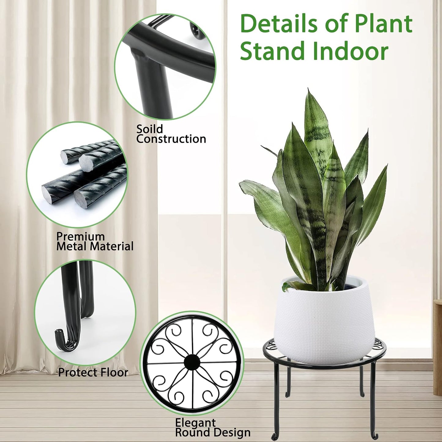 Soporte hierro redondo para plantas interior exterior 5 pzas