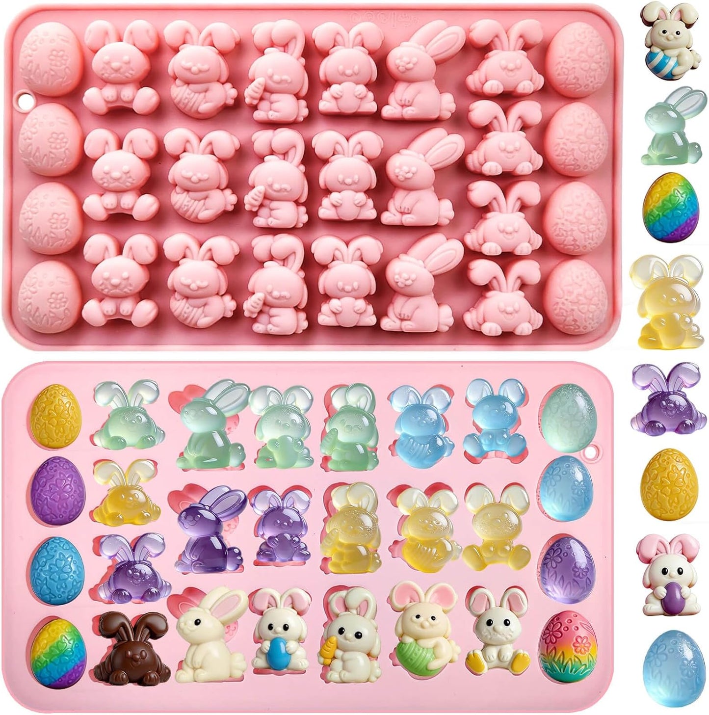 2 Moldes Silicona Conejo Pascua para Chocolate y Fondant