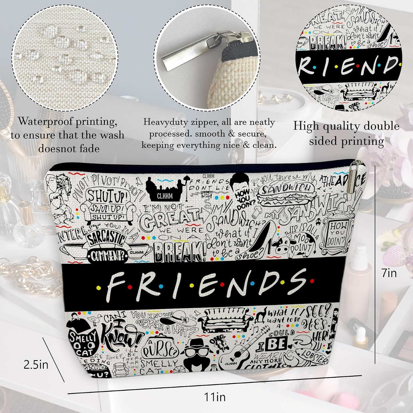 Bolsa maquillaje Friends regalo mujer cumpleaños amistad