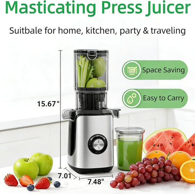 Exprimidor frío ancho canal para frutas y verduras sin BPA