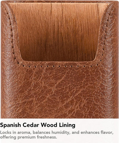 Estuche cuero humidor viaje forro cedro corte V herramientas
