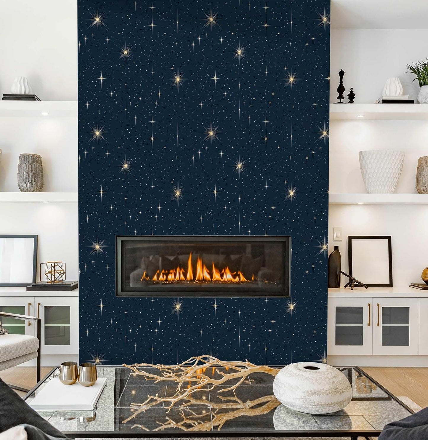 Papel tapiz autoadhesivo estrellas 17.7x118pulg