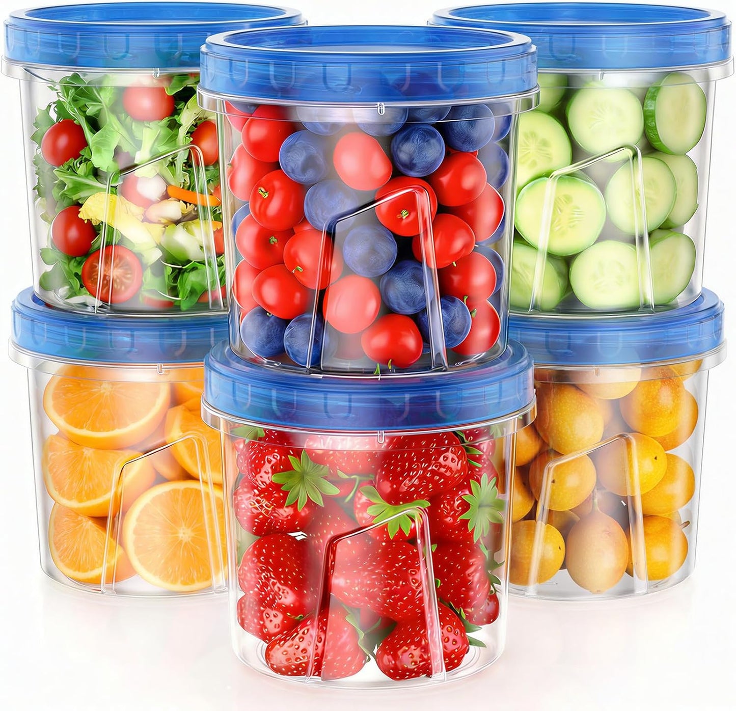 Set 6 recipientes plásticos con tapa de giro para almacenar en freezer
