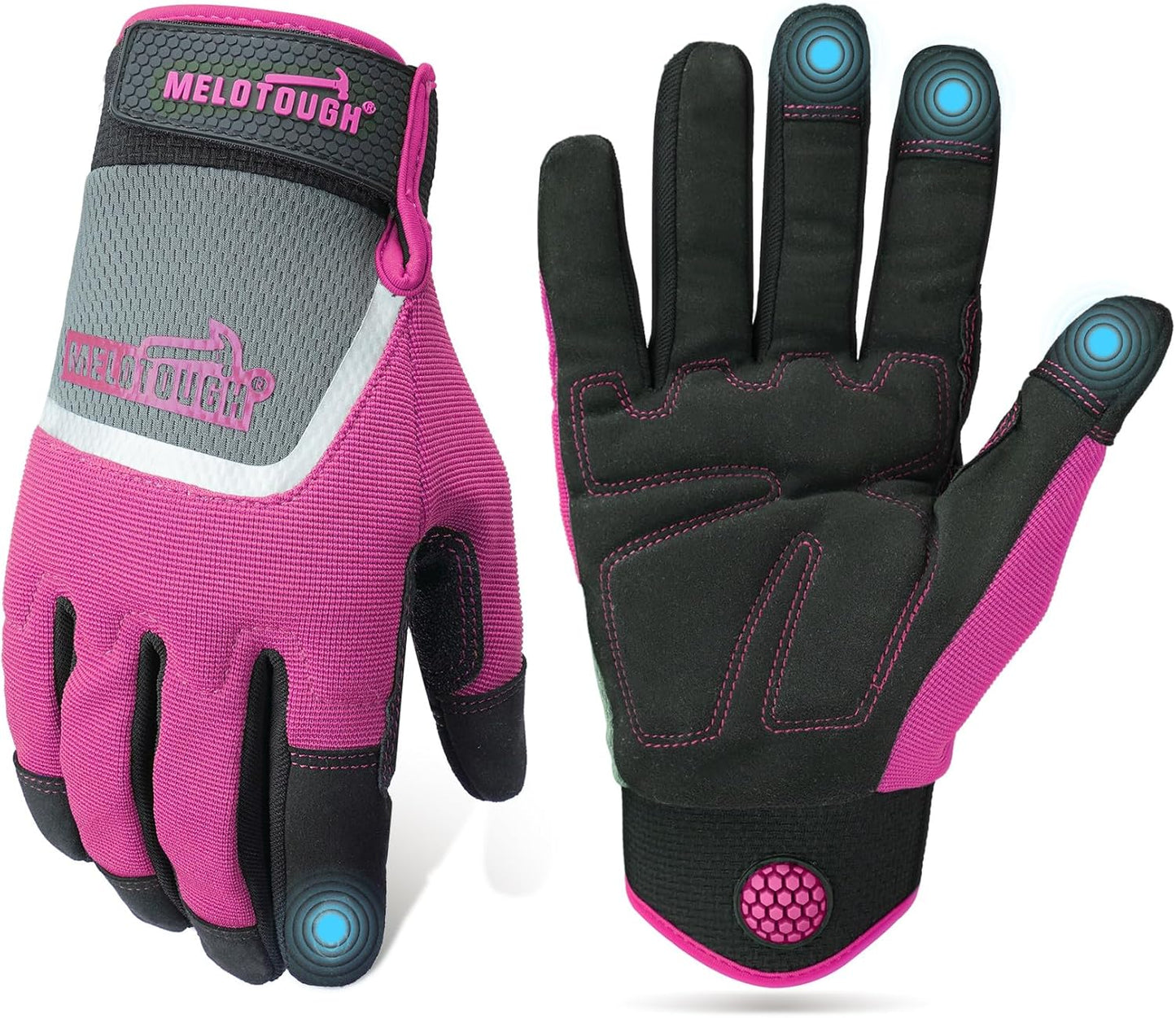 Guantes trabajo mujer seguridad tactiles transpirables rosa