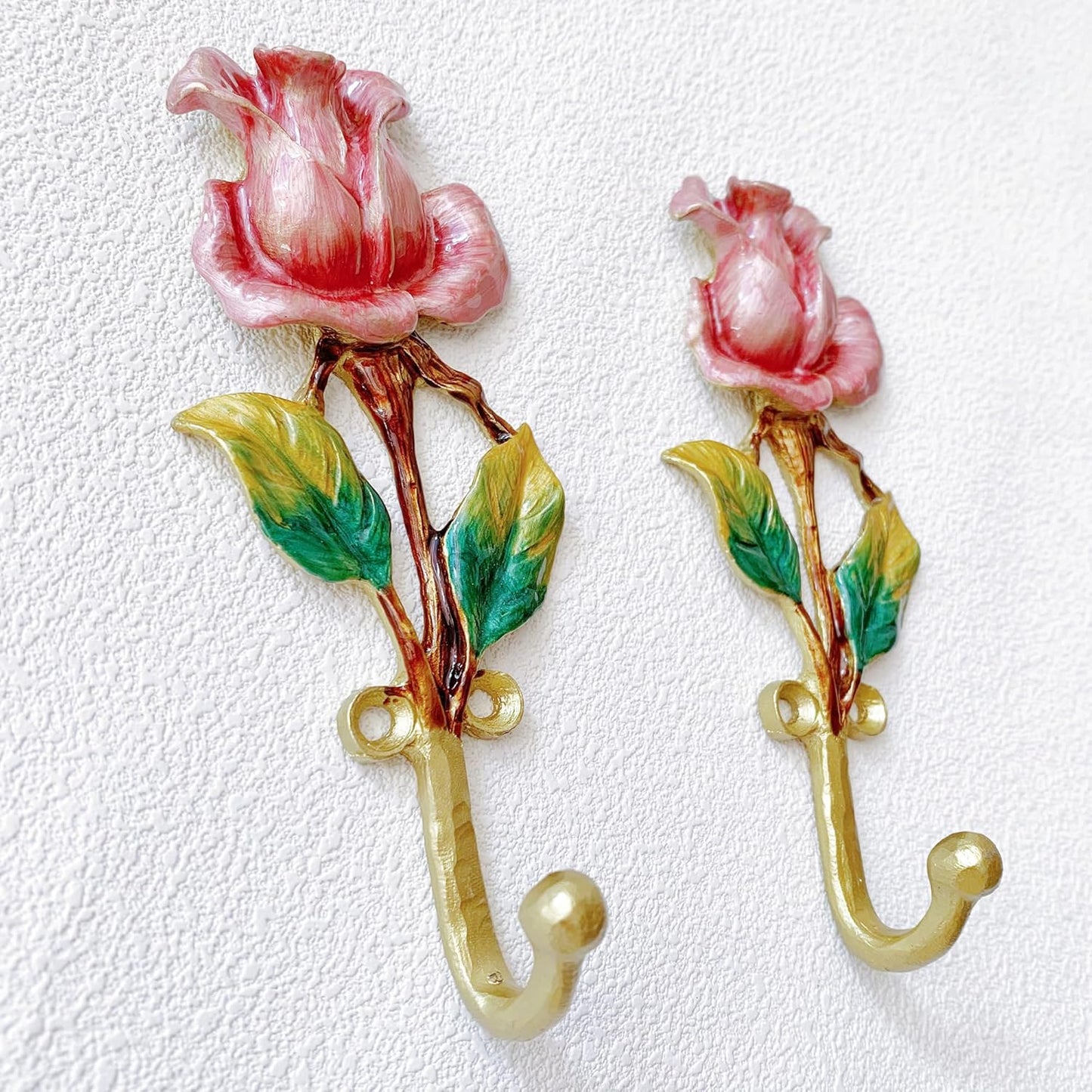 Ganchos pared rosa vintage comp 2 metal floral para colgar