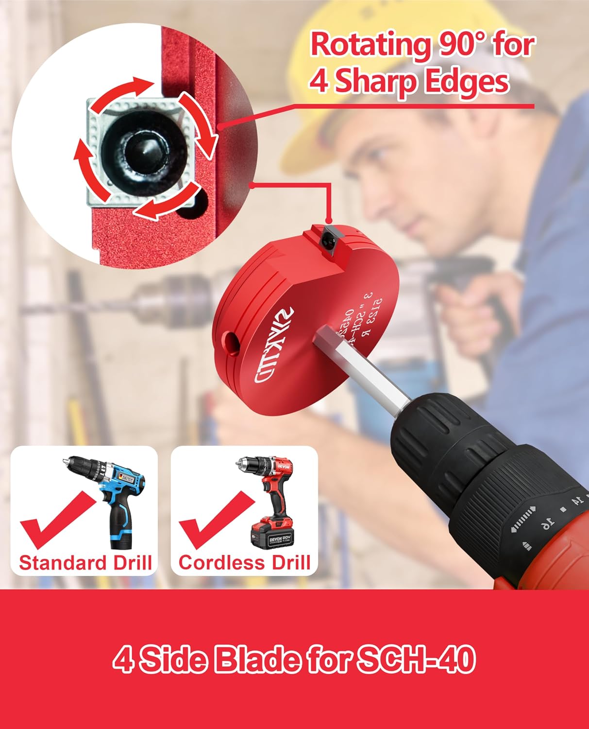 Escariador tubería PVC 1.5-4 pulg set 4 pzas