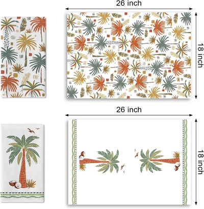 Juego de 2 paños de cocina con palmeras tropicales y plantas costeras