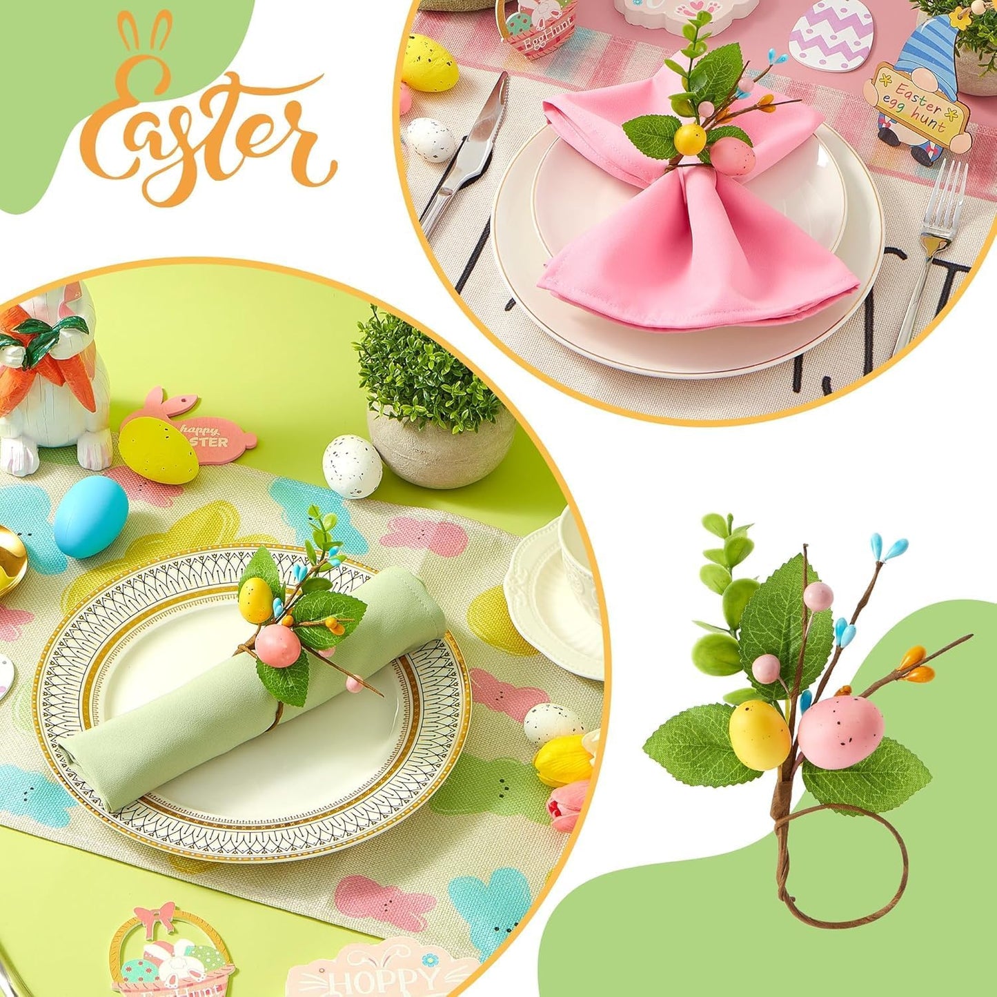 Servilleteros de Pascua para reunión y decoración de mesa de cena