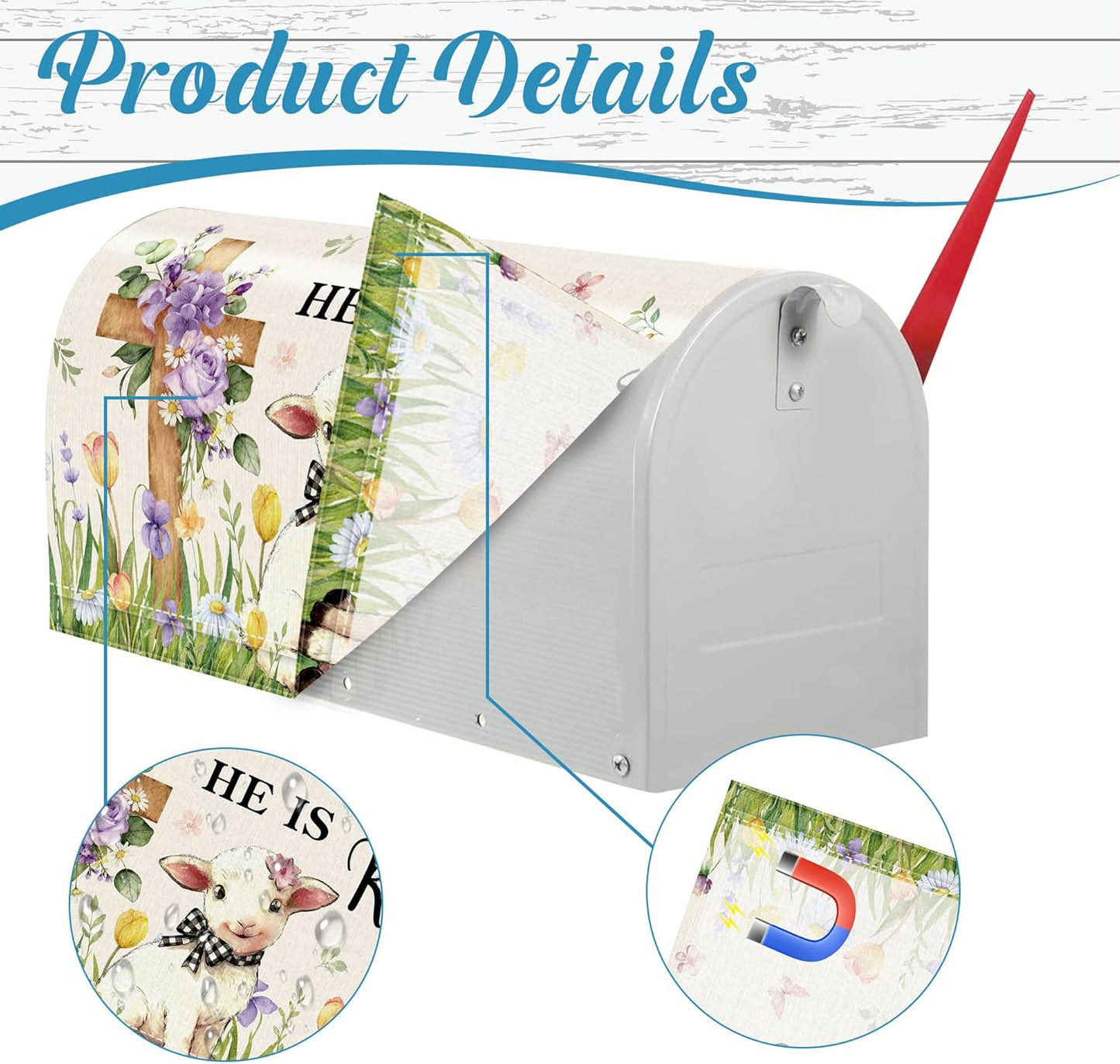 Fundas magnéticas para buzón Pascua 21x18 rústica jardín
