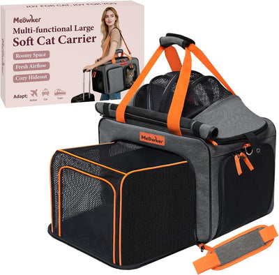 Transportador gatos plegable suave hasta 13lb funda expandible