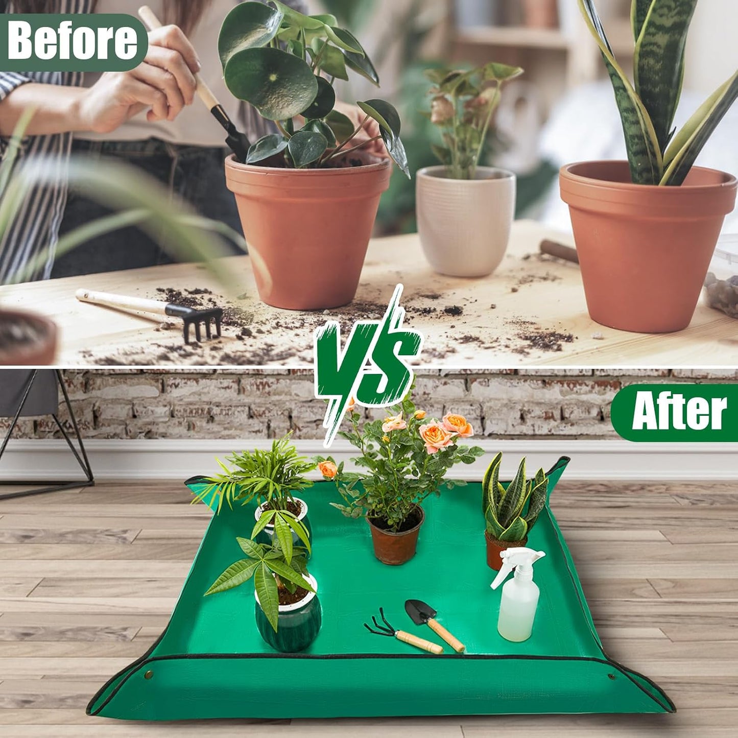 2 Alfombrillas trasplante plantas impermeables interiores