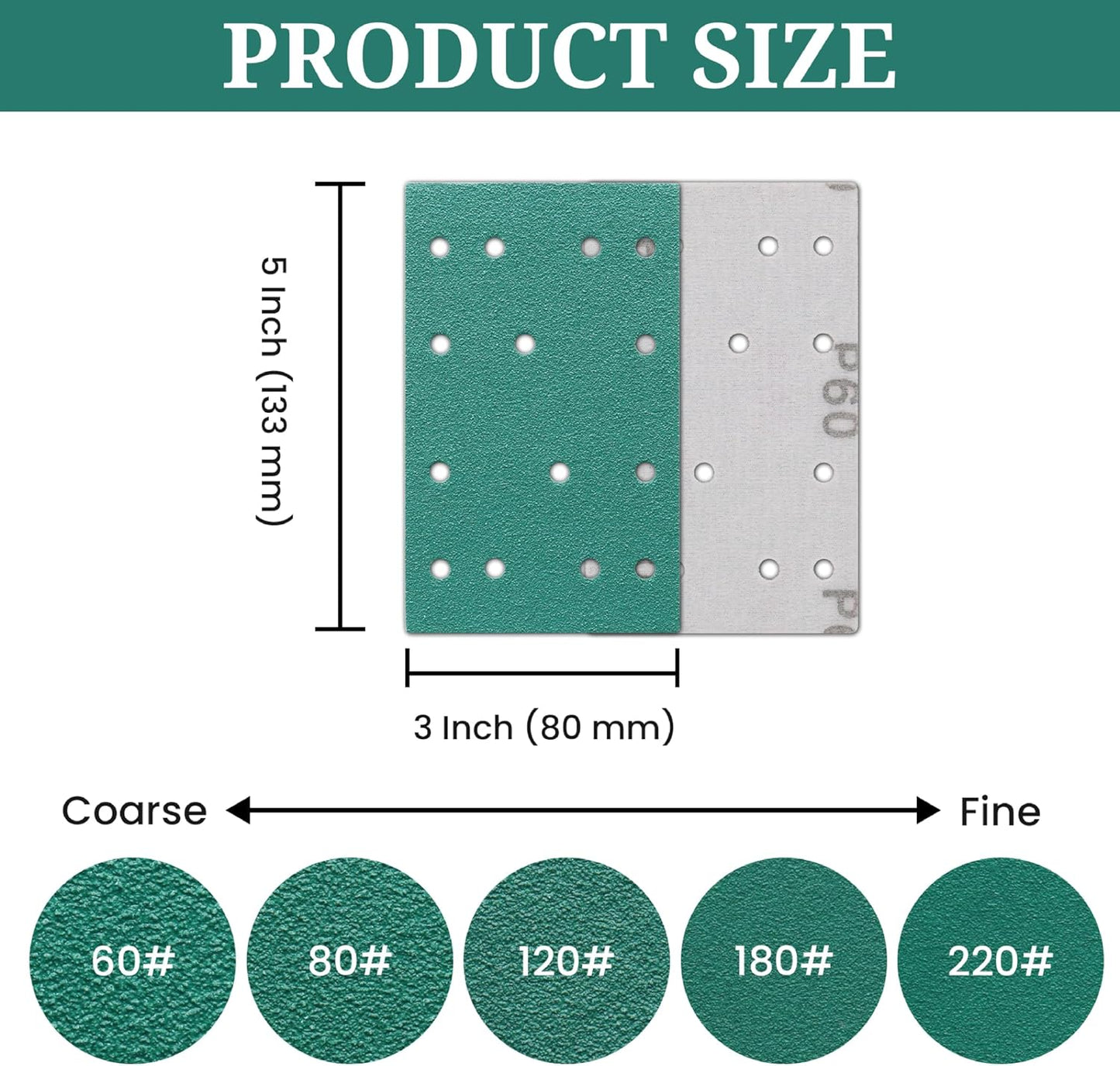 Hojas lija 3x5pulg surtido grano 60-220 50uds para madera y yeso