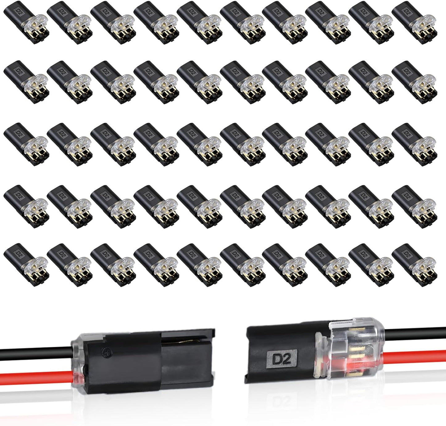 50 Conectores LED Doble Alambre Sin Corte Cables