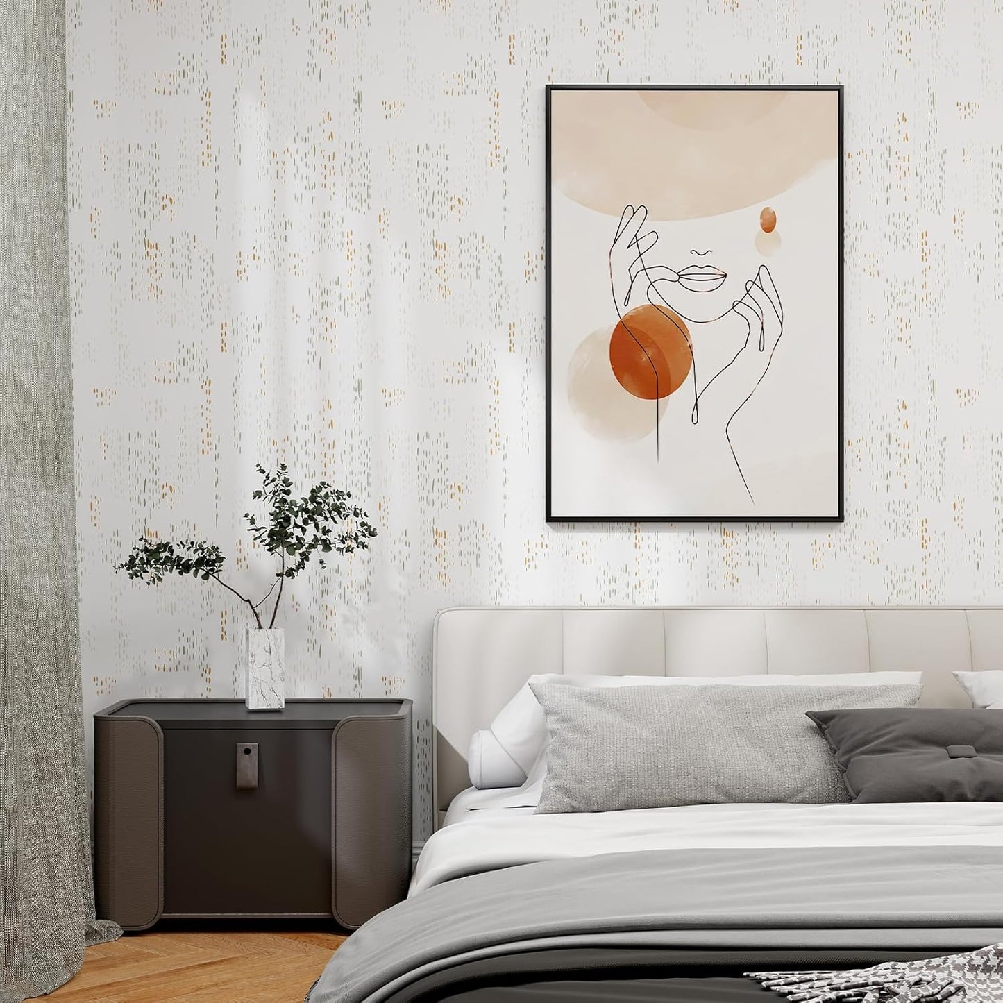 Papel tapiz autoadhesivo geométrico blanco 17.3x80pulg