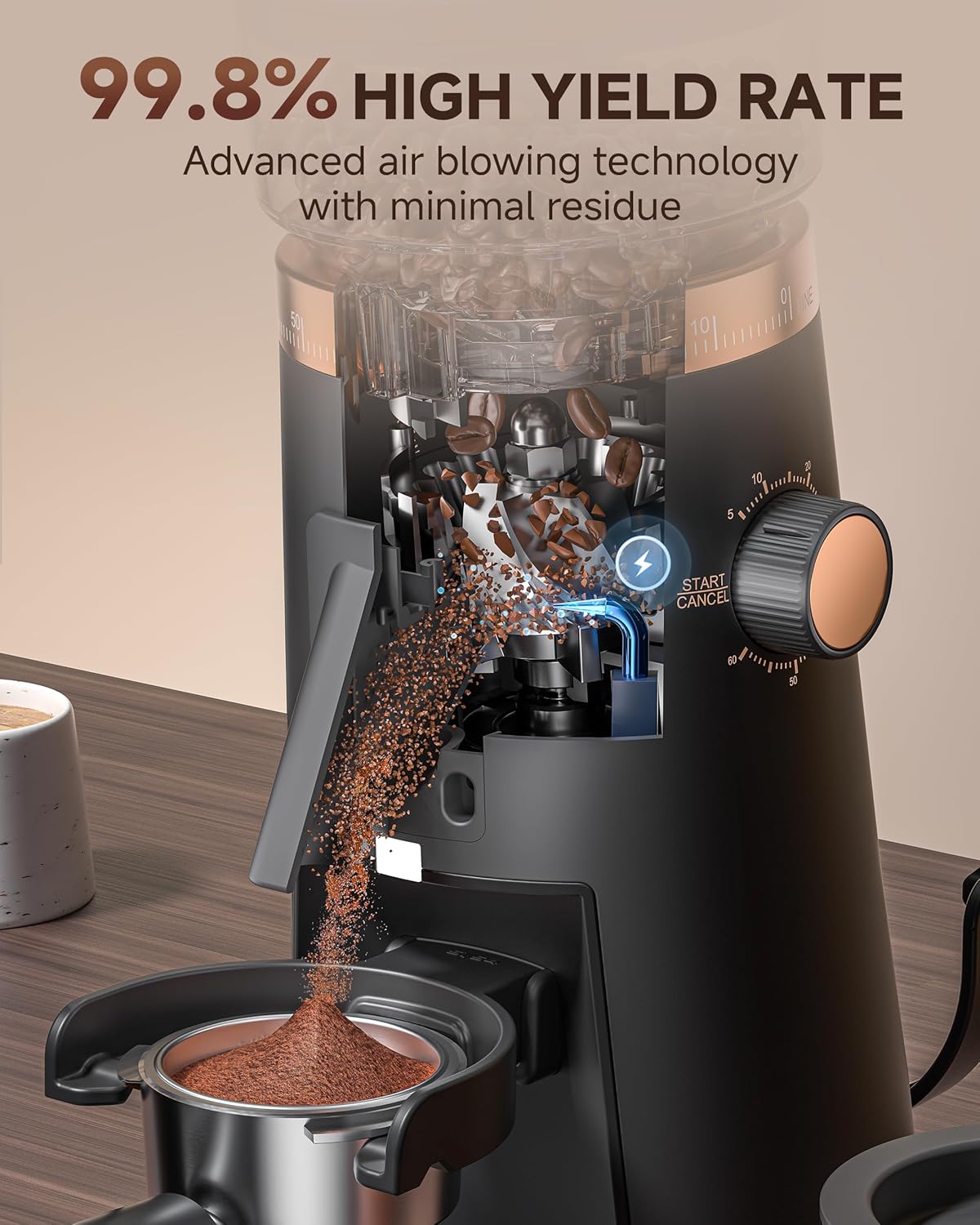 Molinillo café dosis única 75 ajustes motor silencioso