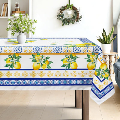 Mantel rectangular verano diseño limón poliéster lavable resistente manchas 60x84