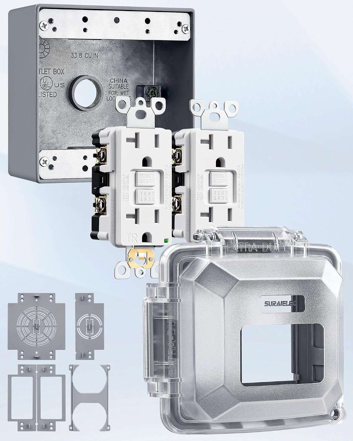 Kit salida GFCI exterior 20A con cubierta y caja