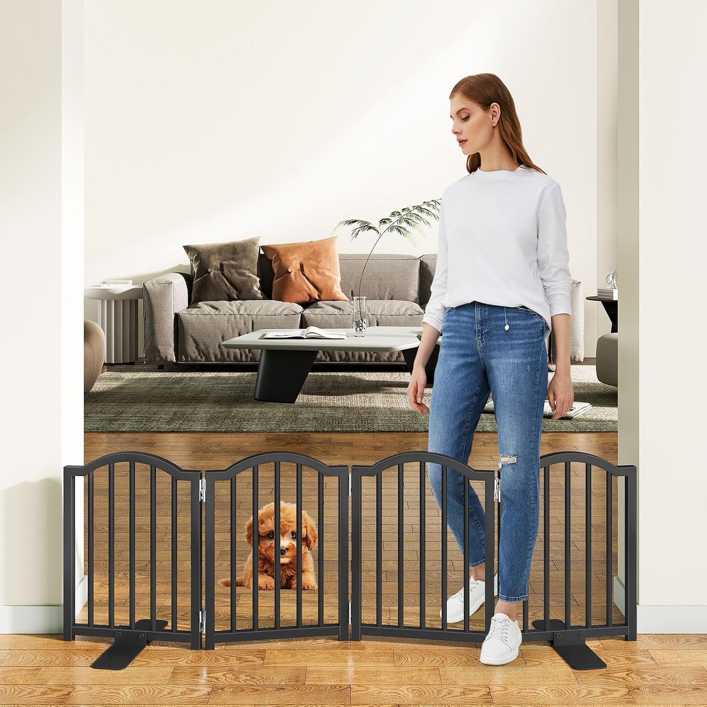 Puerta plegable para perros 16pulg alto 48pulg ancho