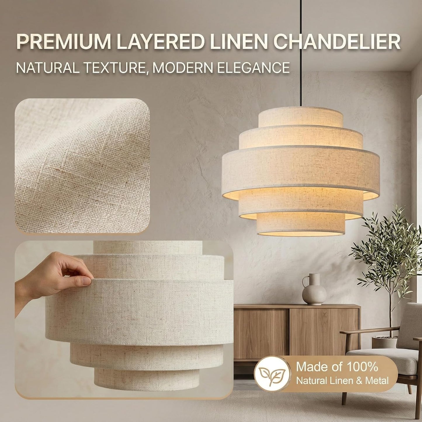 Candelabro 5 niveles colgante 13pulg lino dormitorio