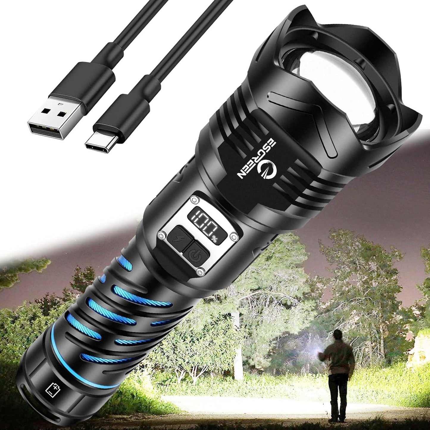 Linterna LED 50W recargable 8.54pulg 5 modos USB C