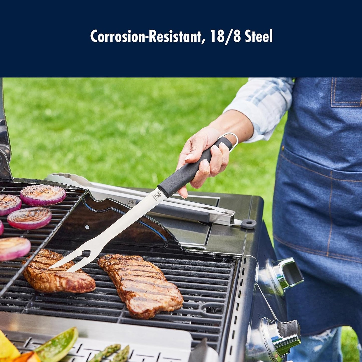 Tenedor parrilla acero inox mango largo para asar