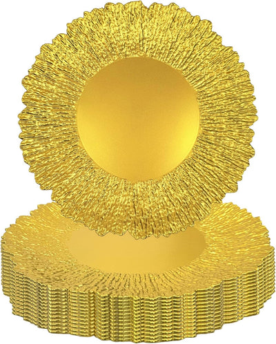 Cargadores dorados para platos llanos de 13 pulgadas, juego de 50 platos reutilizables