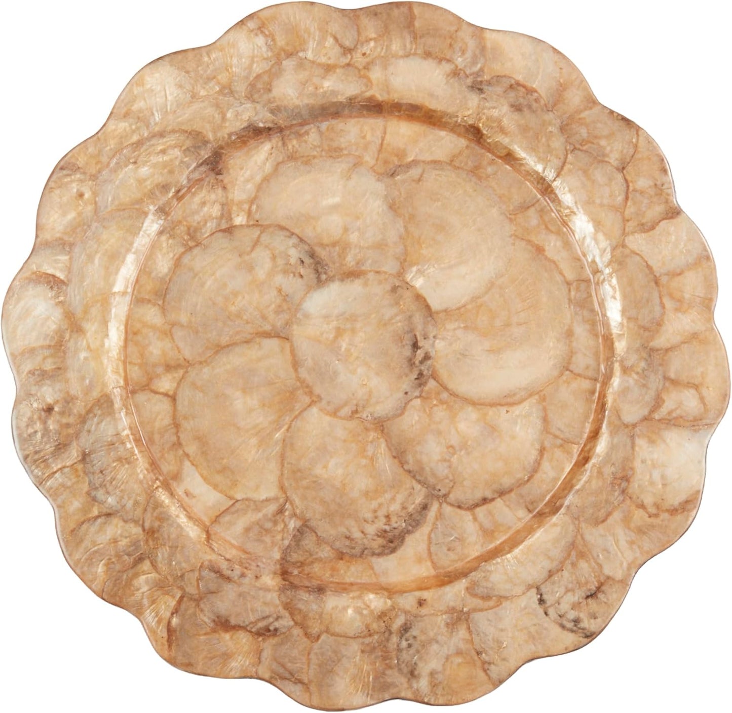 Juego 4 platos cargadores Capiz Shell 13pulg decorativo