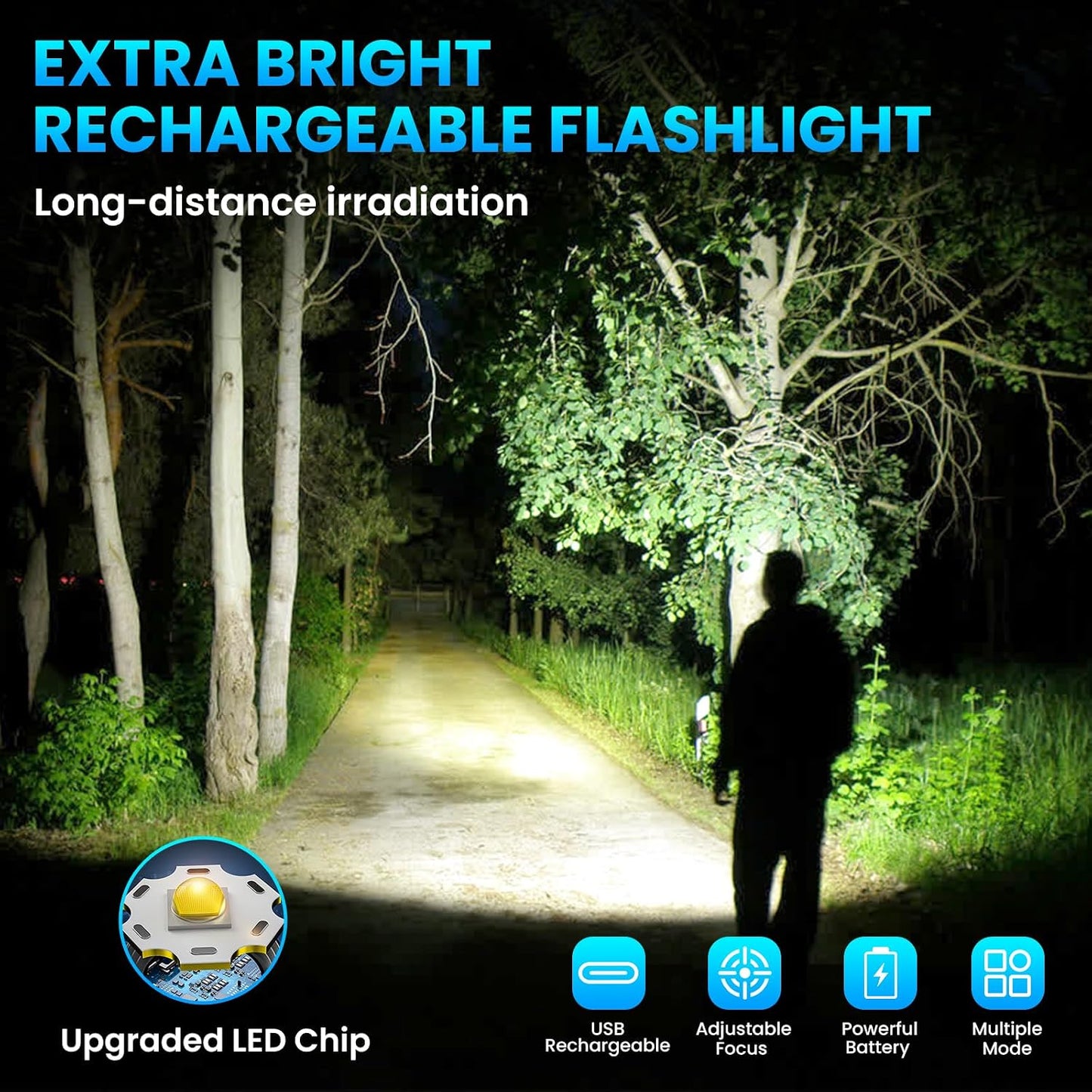 Linterna recargable imán LED 7 modos hogar coche camping