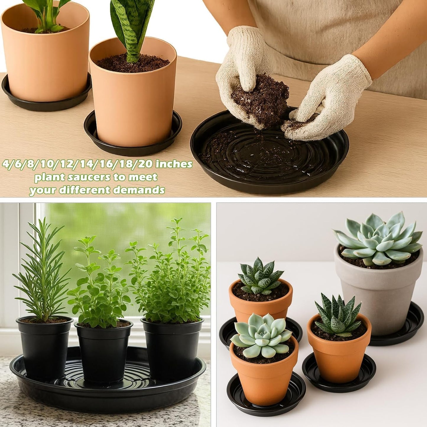 50 Pzas Platillos Plástico 6pulg para Macetas Interior Exterior