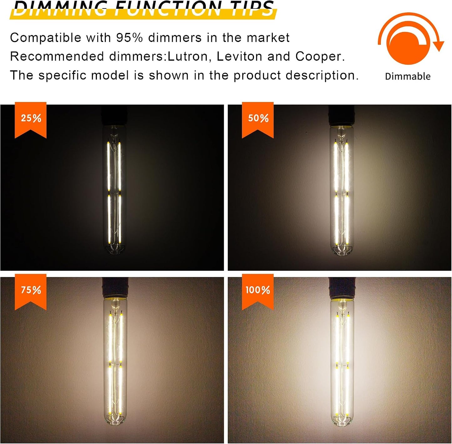 Bombilla LED T10 E26 6W 4000K blanco paquete 8