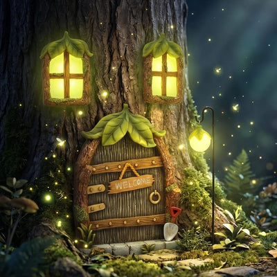 Decoración gnomos puerta jardín casa elfo resina