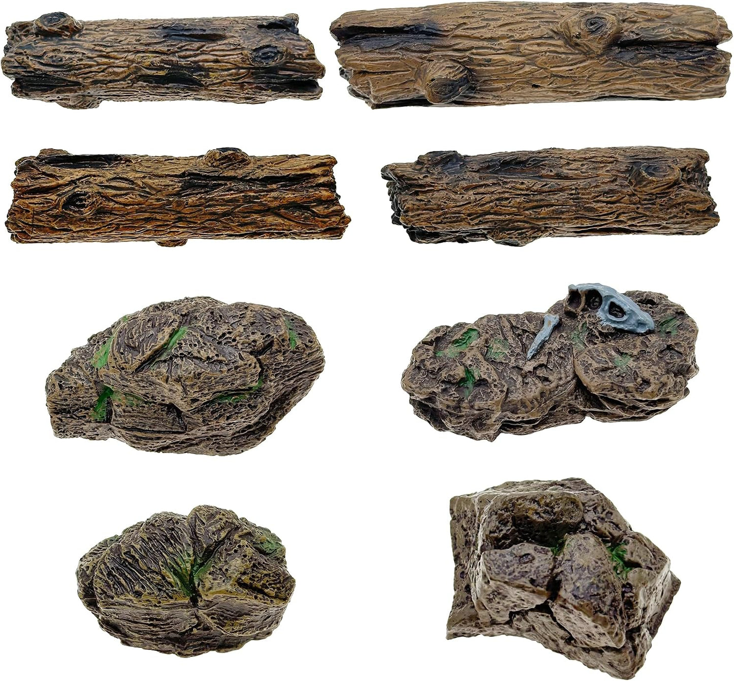 8 Pzas Tocones y Estatuas de Piedra para Micro Tren y Mesa de Arena