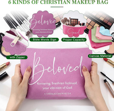 12 Pzas bolsas maquillaje lona versículo Biblia llavero Pascua