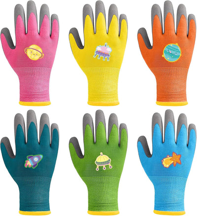6 Pzas Guantes Jardinería Niños Suaves con Goma