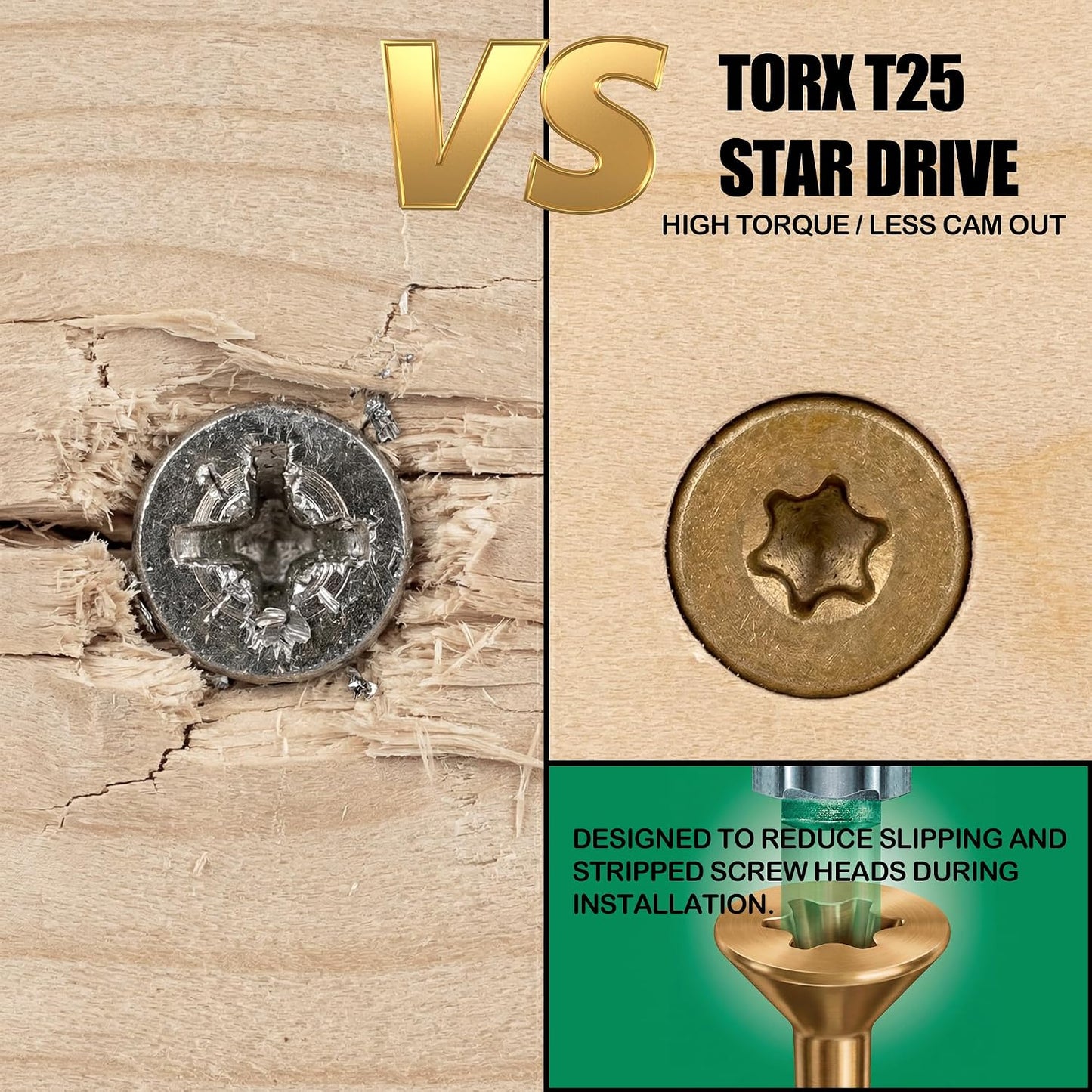 Tornillos cubierta bricolaje 5lb Torx epoxi marrón #10x3 T25