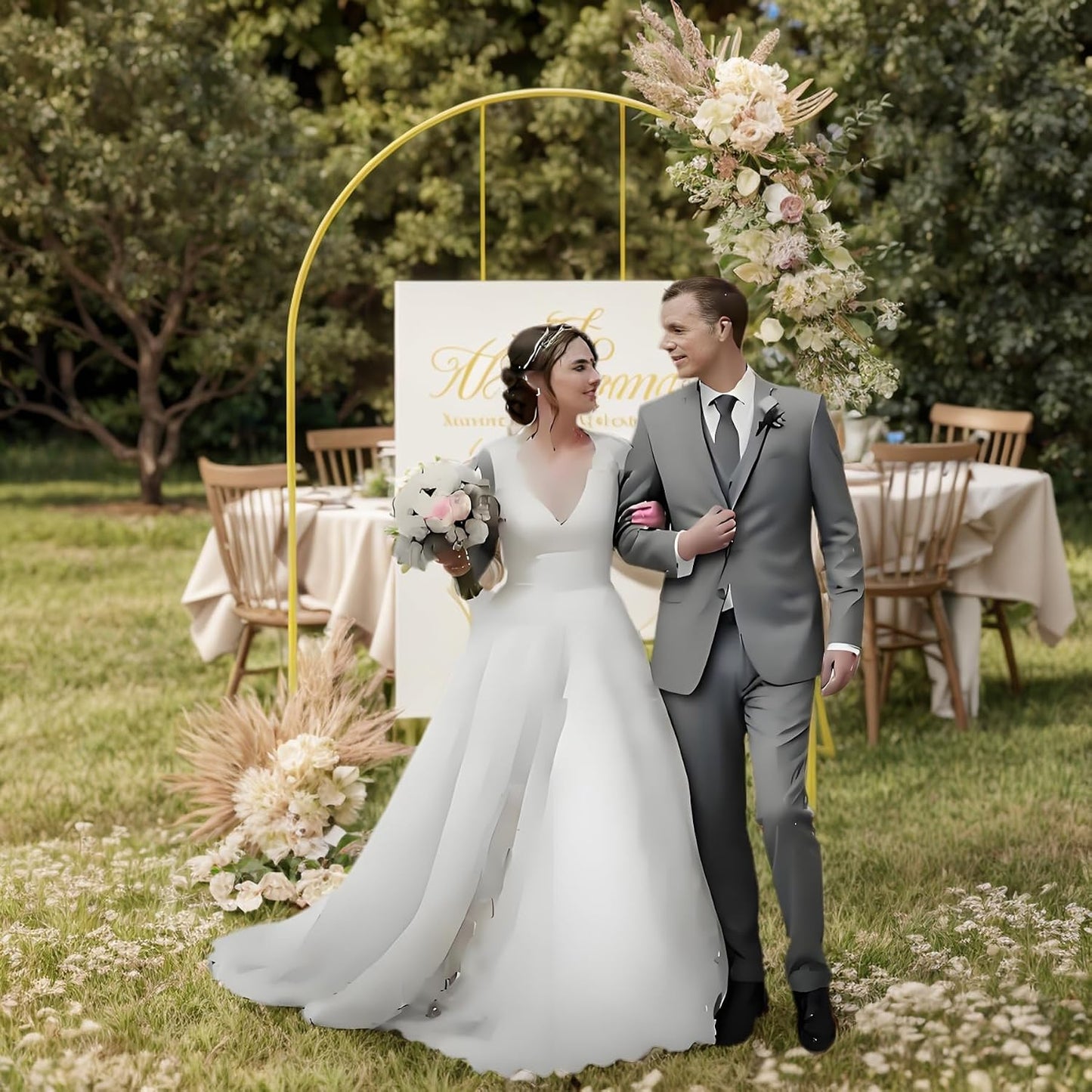 Soporte arco metal 7.2ft para eventos bodas dorado