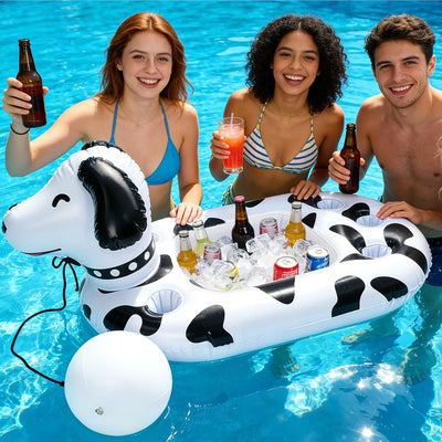 Enfriador flotante para bebidas con balsa de goma para perros y decoraciones de fiesta temática
