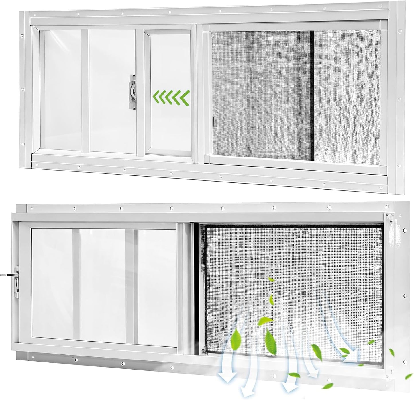 2 Ventanas Cobertizo 10x35pulg Vidrio Templado