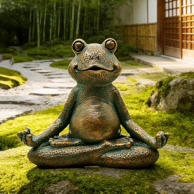 Figura rana meditadora estatua jardín 5pulg cobre