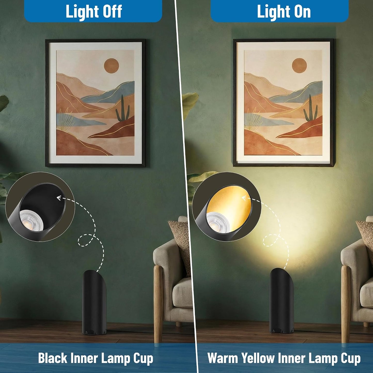 2 Luces Interior 6W 3000K GU10 para Pared y Arte